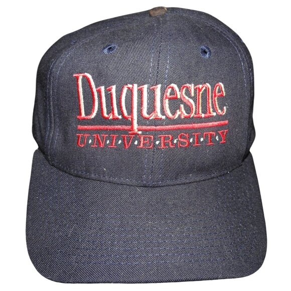 Vintage 90s Duquesne University Square 7 3/8 Fitted Wool Hat Cap Pittsburgh - Picture 1 of 10